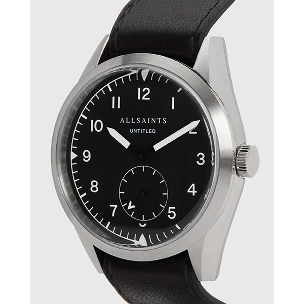 Allsaints Australia Mens Untitled III Stainless Steel Leather Watch Black AU84-310